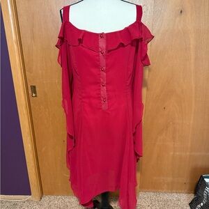 Elegant Red Ruffle Dress